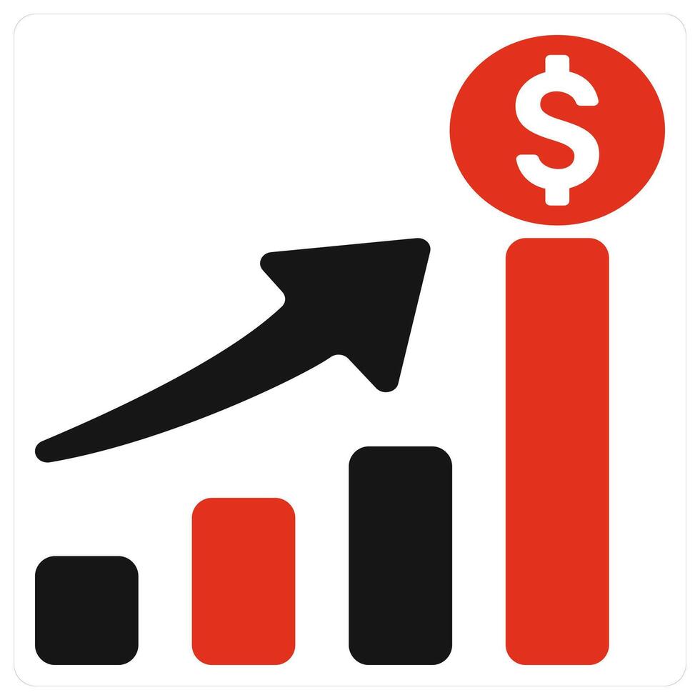 Revenue and income icon concept in red filled color vector