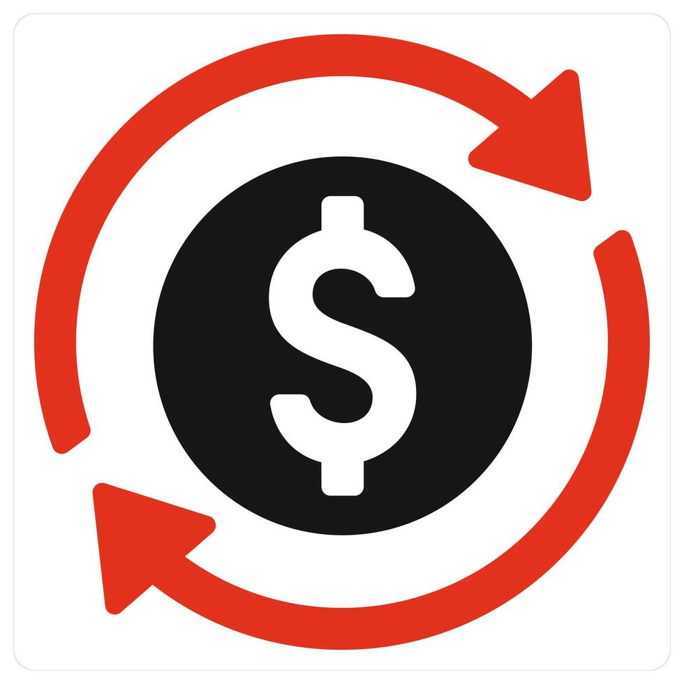 Money Flow and dollar icon concept in red filled color vector