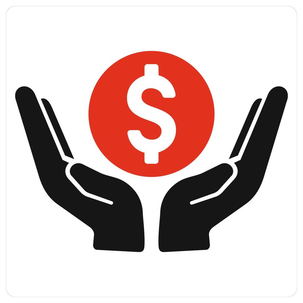 Save Money and money icon concept in red filled color vector