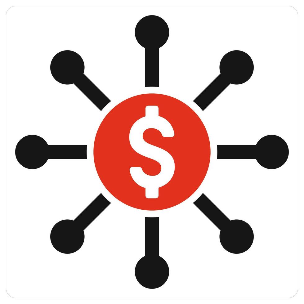 Money Management and finance icon concept in red filled color vector