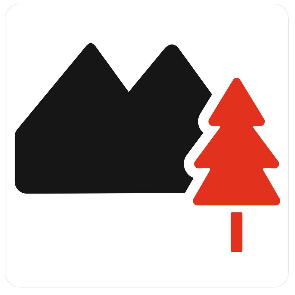 Mountains and hills icon concept in red filled color vector