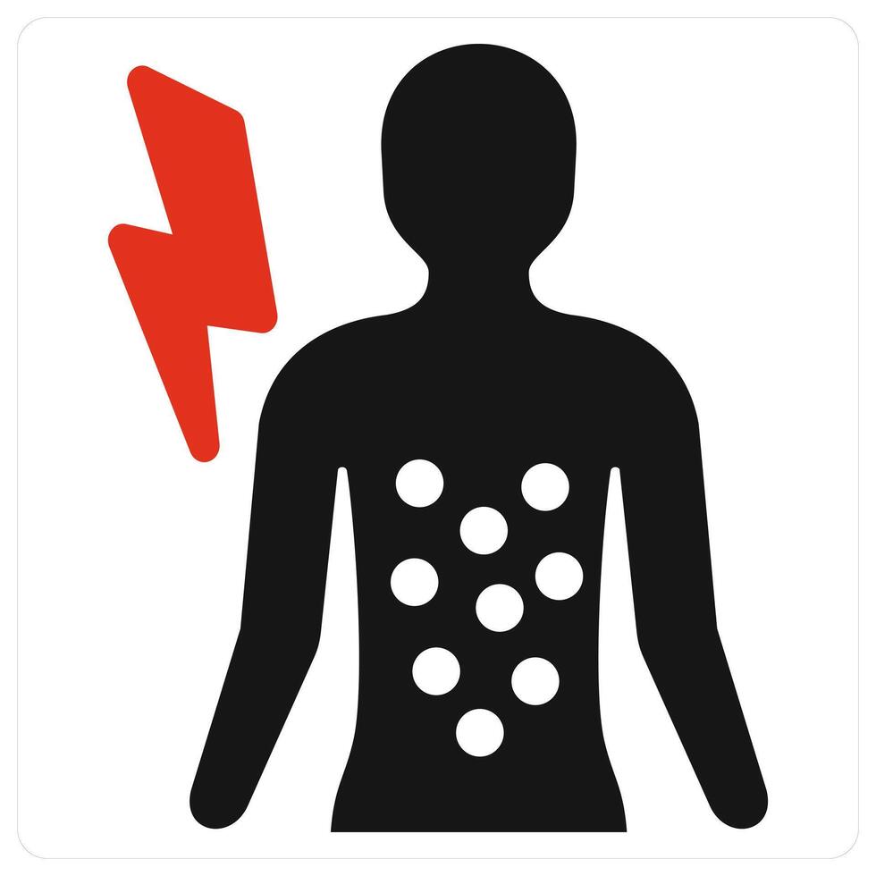 Allergy and medical test icon concept in red filled color vector
