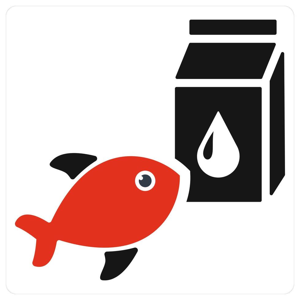 Fish Food and feeding icon concept in red filled color vector