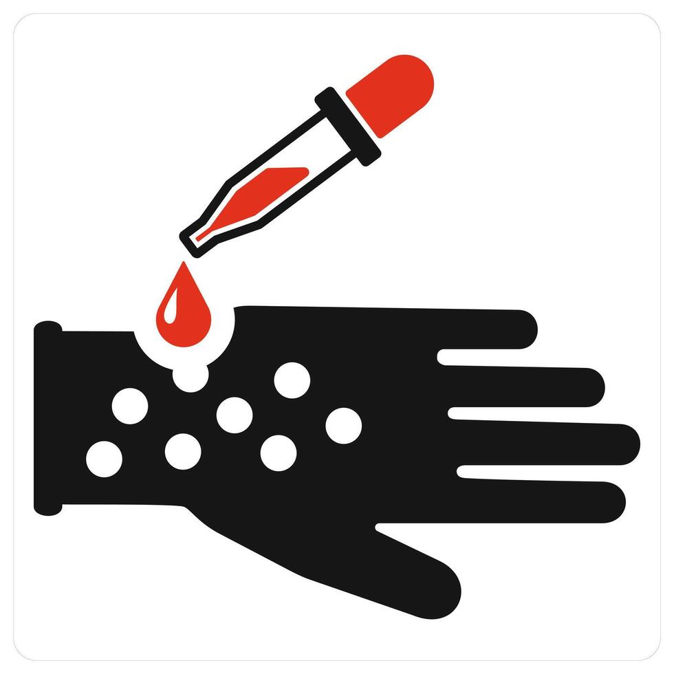 Allergy Test and medical test icon concept in red filled color vector