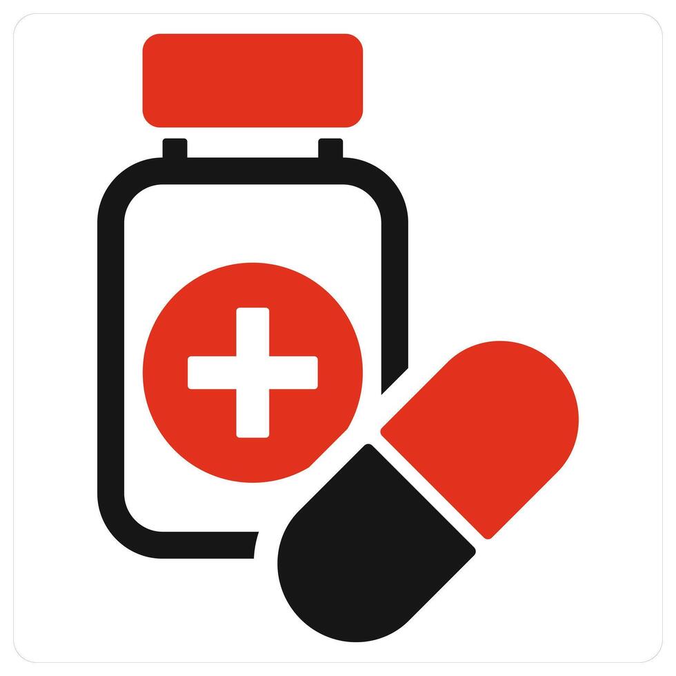 Antihistamine and pills icon concept in red filled color vector