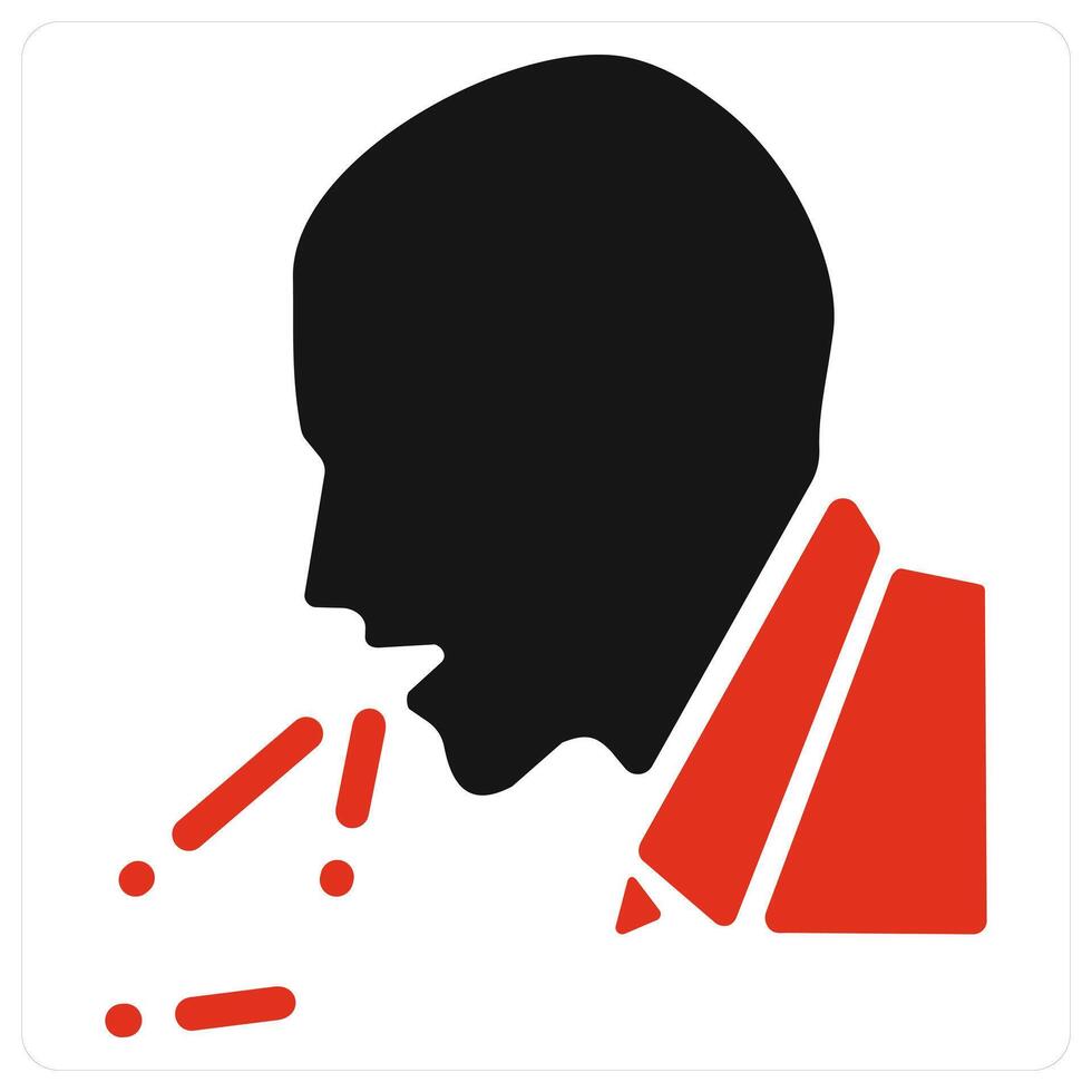Cough and infection icon concept in red filled color vector