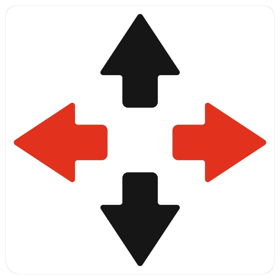 Move and direction icon concept in red filled color vector