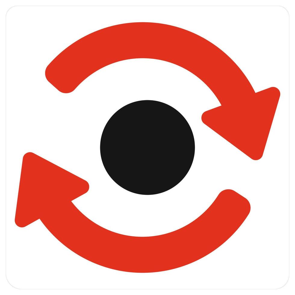 Rotate and direction icon concept in red filled color vector