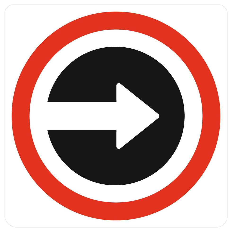 Right and direction icon concept in red filled color vector