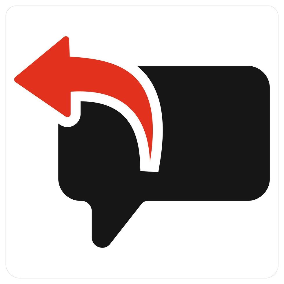 Reply and direction icon concept in red filled color vector