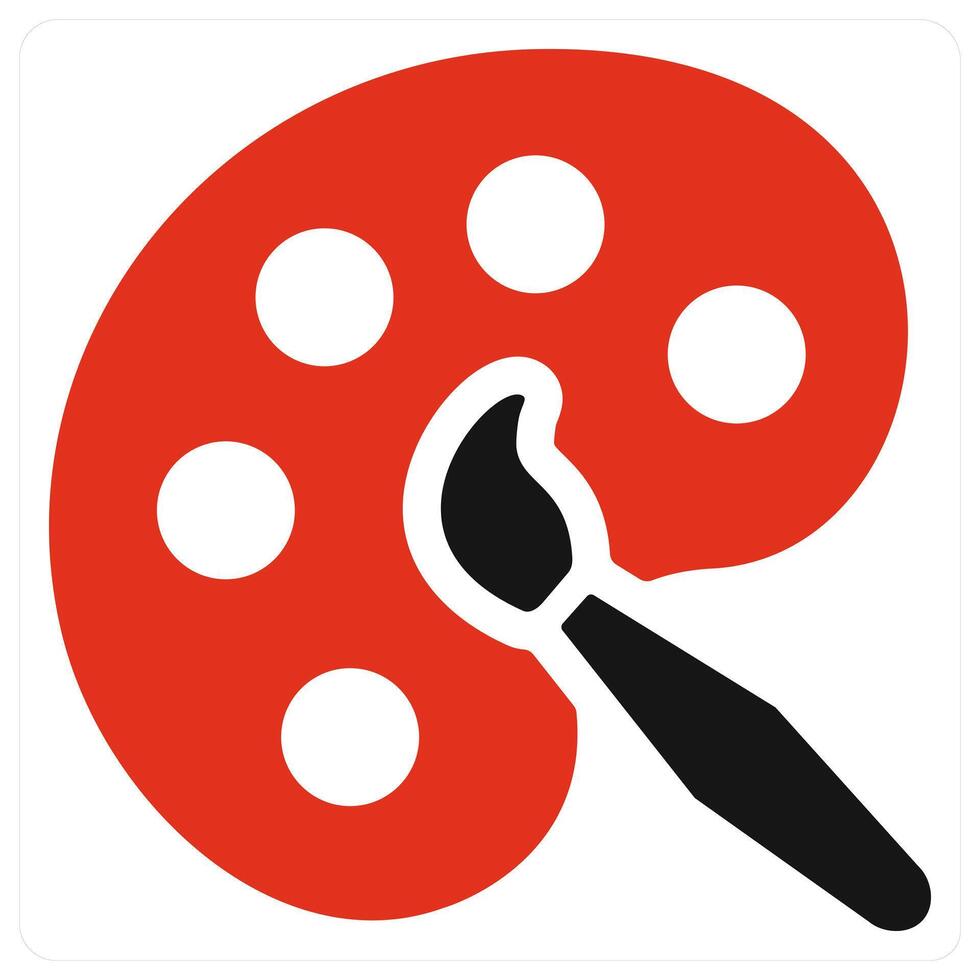Art and painting icon comcept in red filled color vector