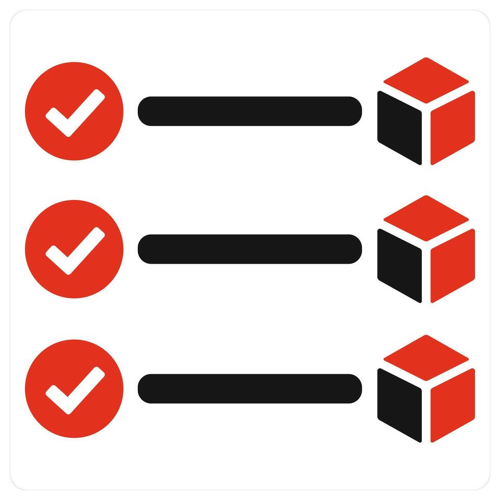 Block confirmation and cryptocurrency icon concept in red filled color vector