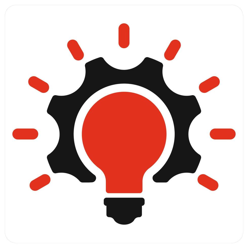Innovation and idea icon concept in red filled color vector