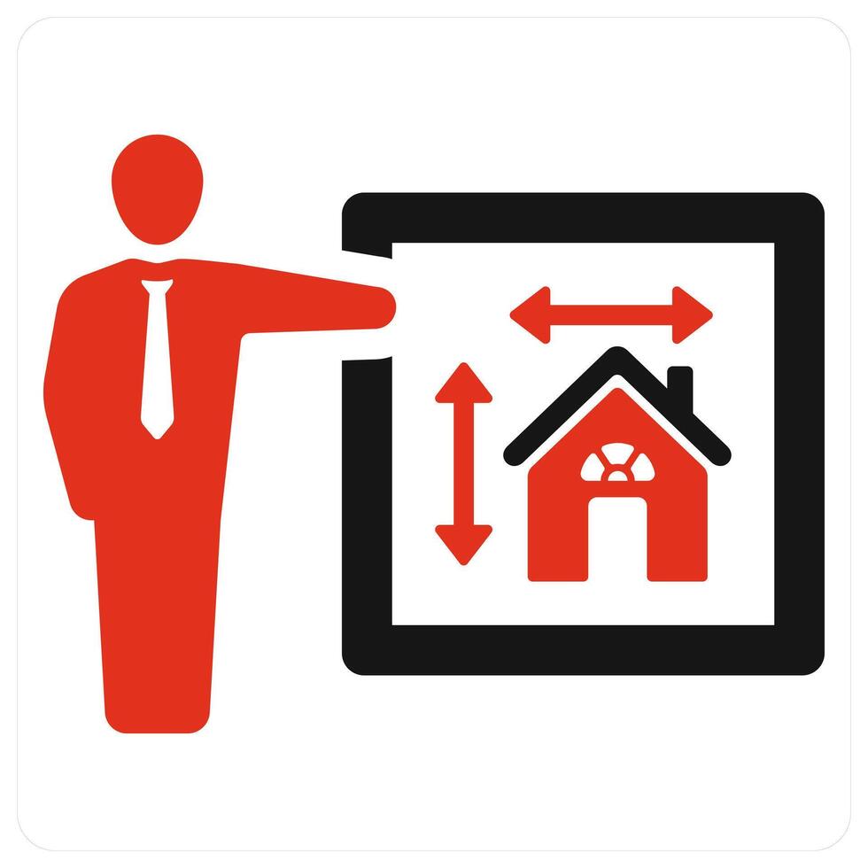 Architecture and interior icon concept in red filled color vector