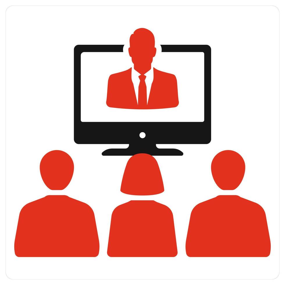 Seminar and conference icon concept in red filled color vector