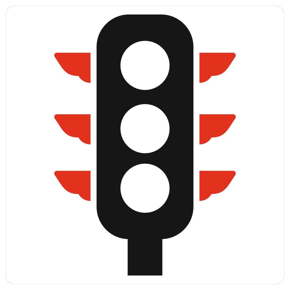 Traffic light and signal icon concept in red filled color vector