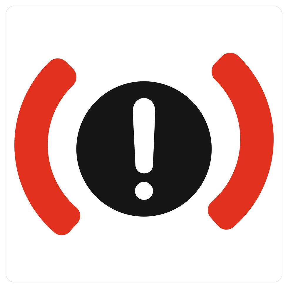 Brake Warning and light icon concept in red filled color vector