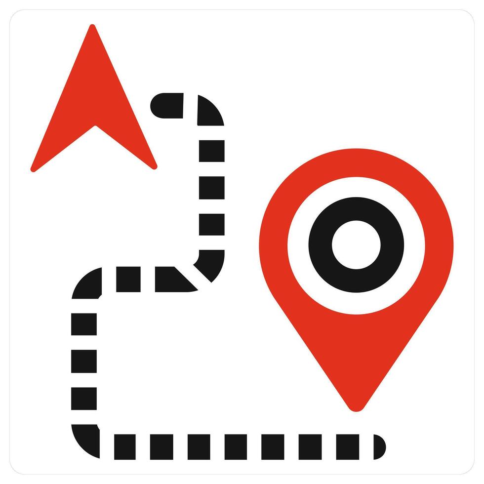 GPS and pointer icon concept in red filled color vector