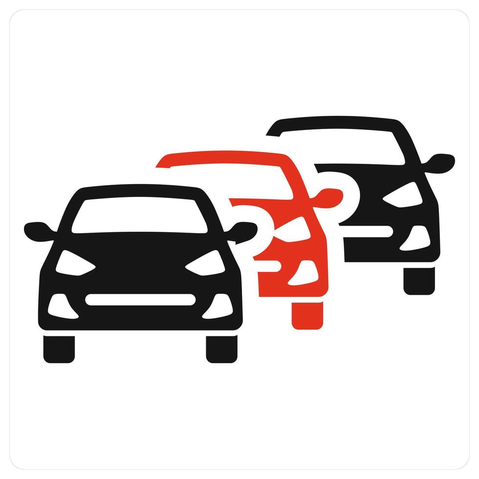 Traffic Jam and car icon concept in red filled color vector
