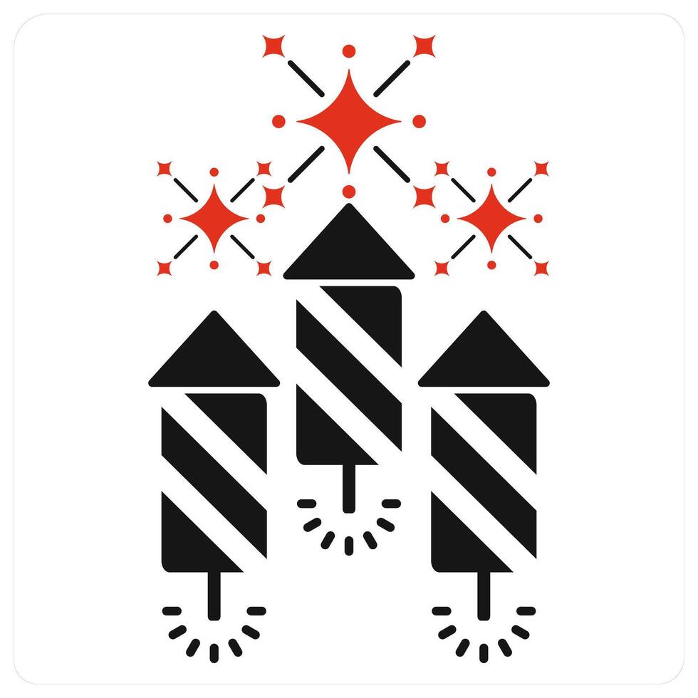 Firecrackers and celebrate icon concept in red filled color vector