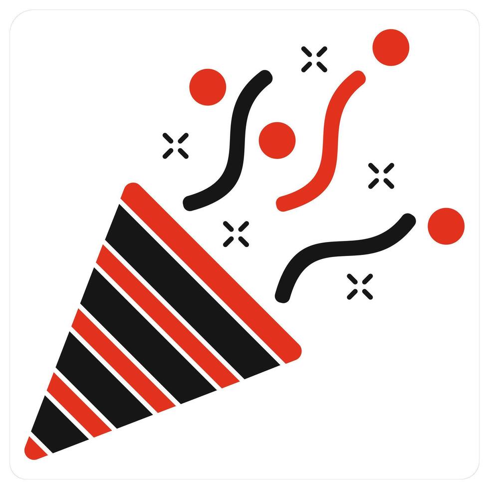 Cracker and celebrate icon concept in red filled color vector