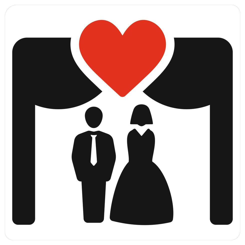 Wedding and party icon concept in red filled color vector