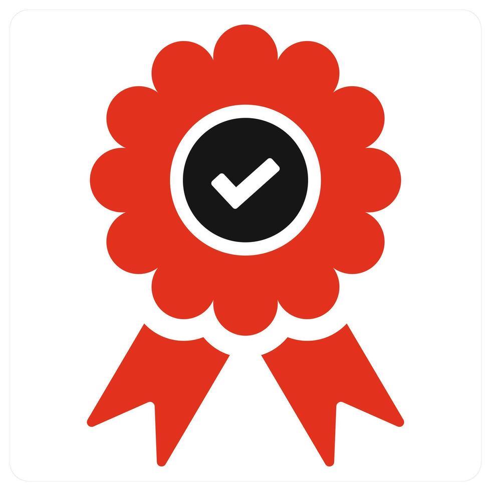 Validate and success icon concept in red filled color vector