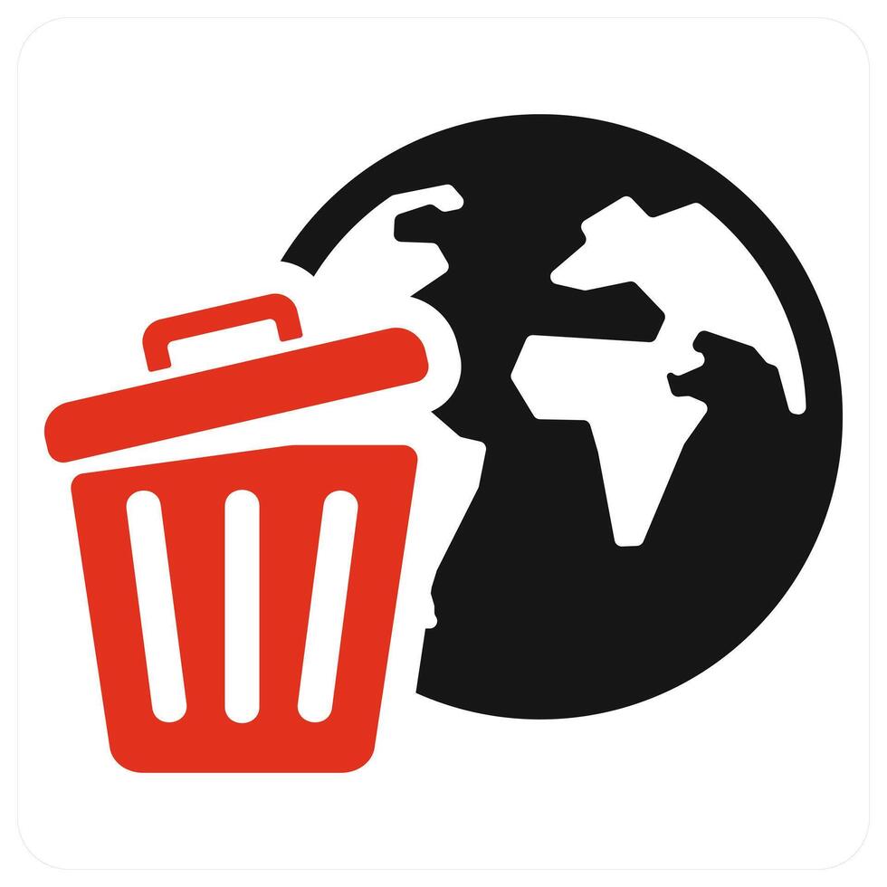 Earth Pollution and pollution icon concept in red filled color vector