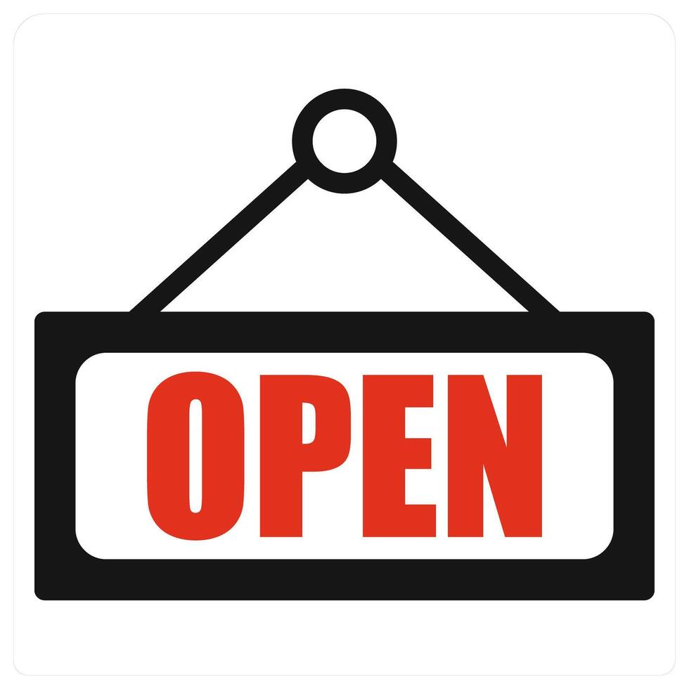 Open and label icon concept in red filled color vector