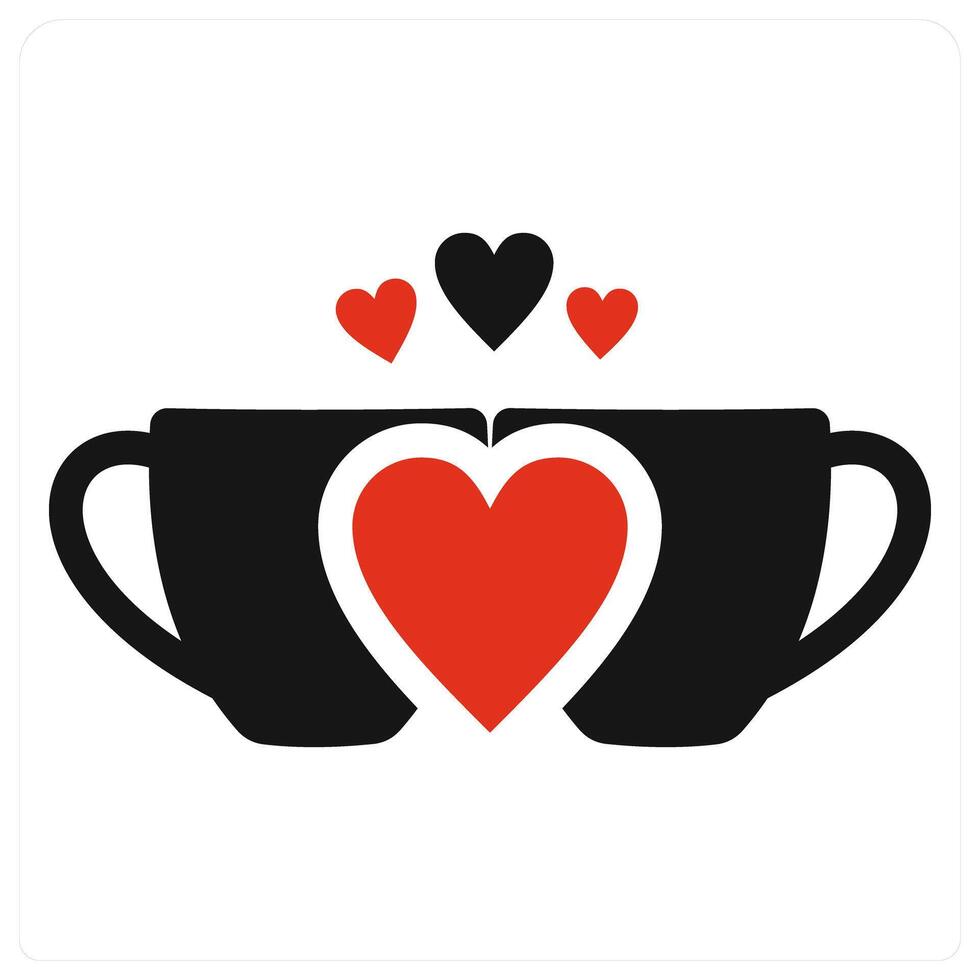 Coffee Love and drink icon concept in red filled color vector