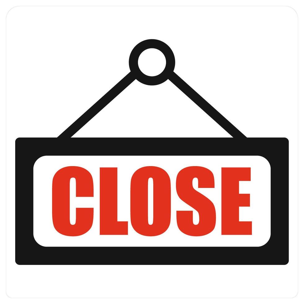 Close and label icon concept in red filled color vector