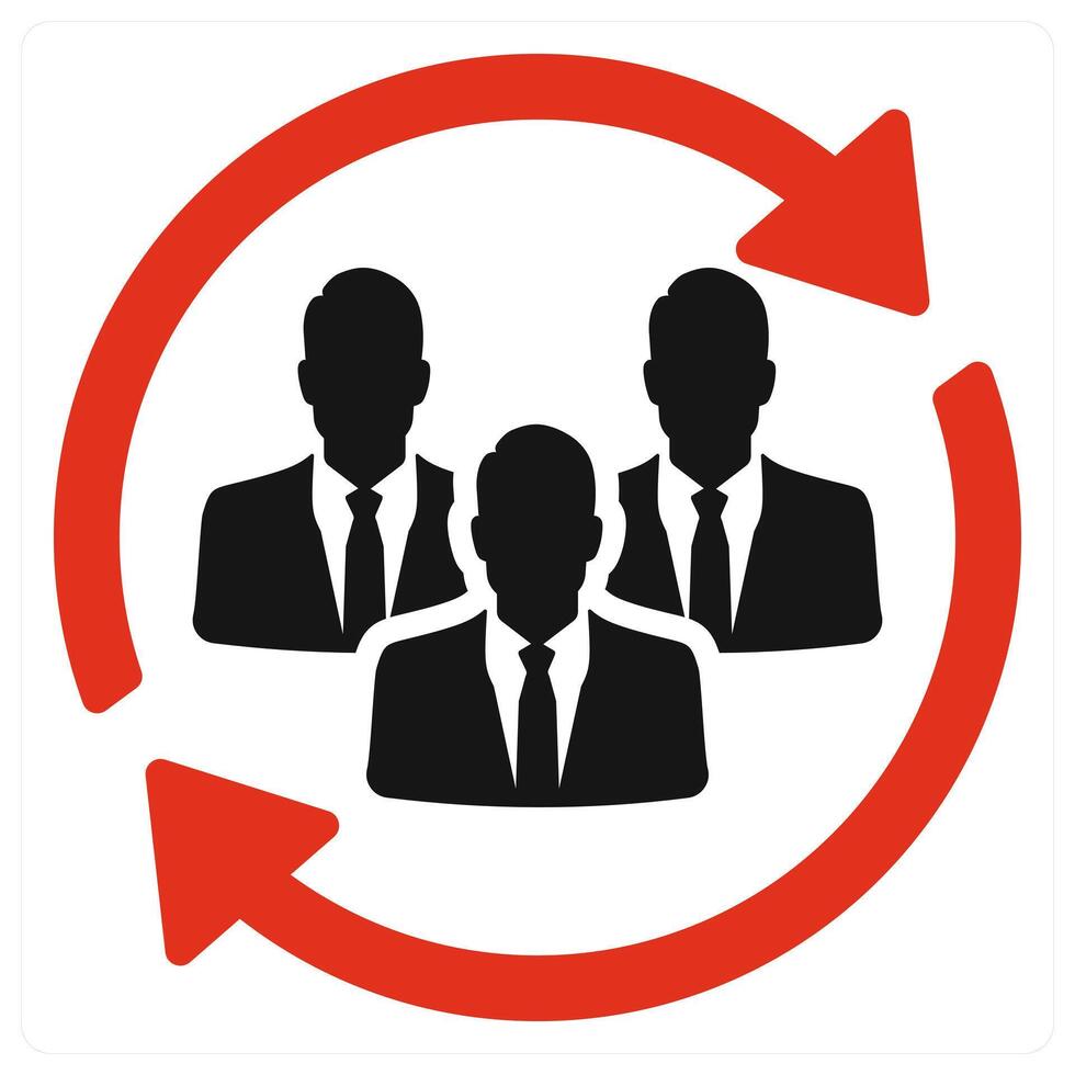 Inclusion and group icon concept in red filled color vector