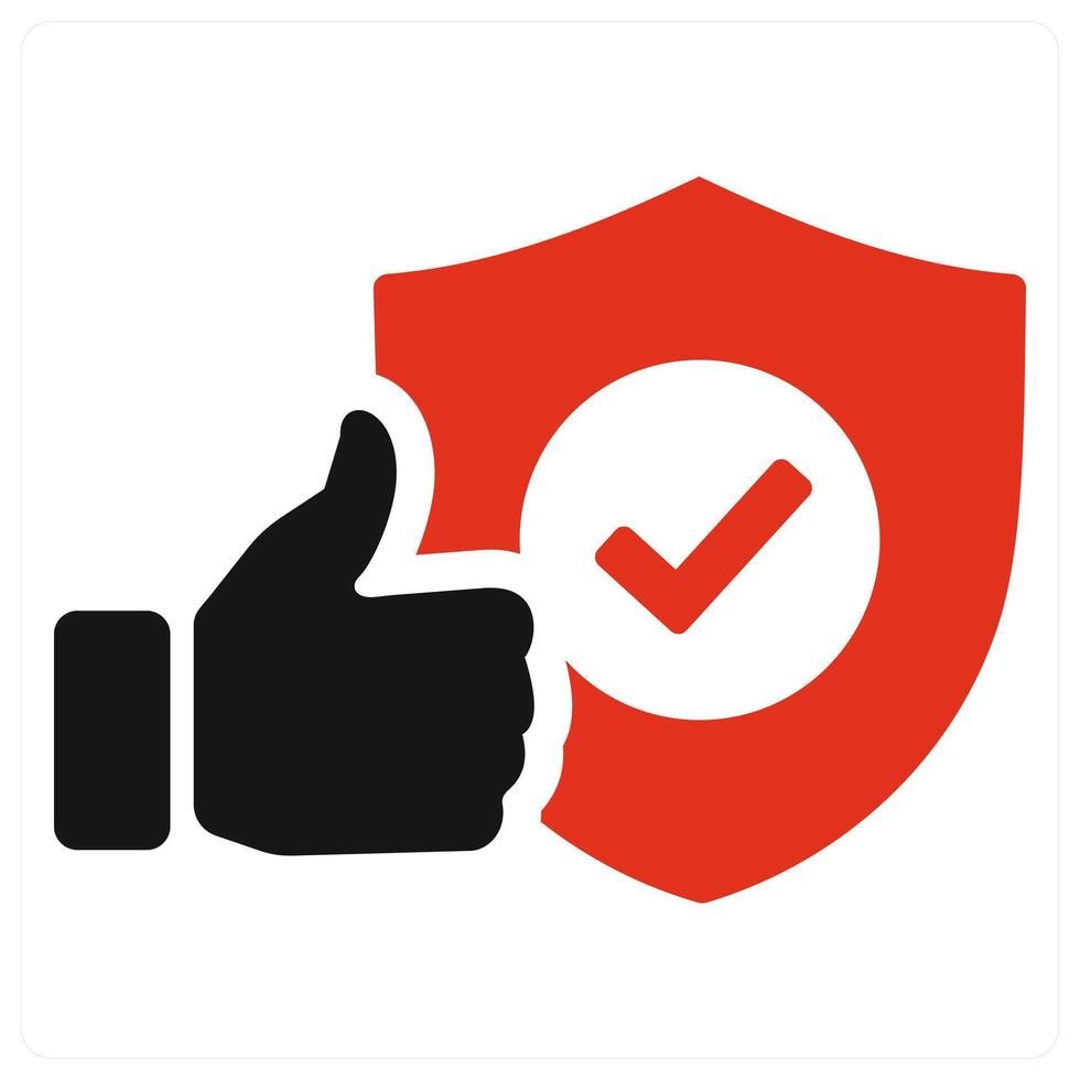 Trust and verify icon concept in red filled color vector