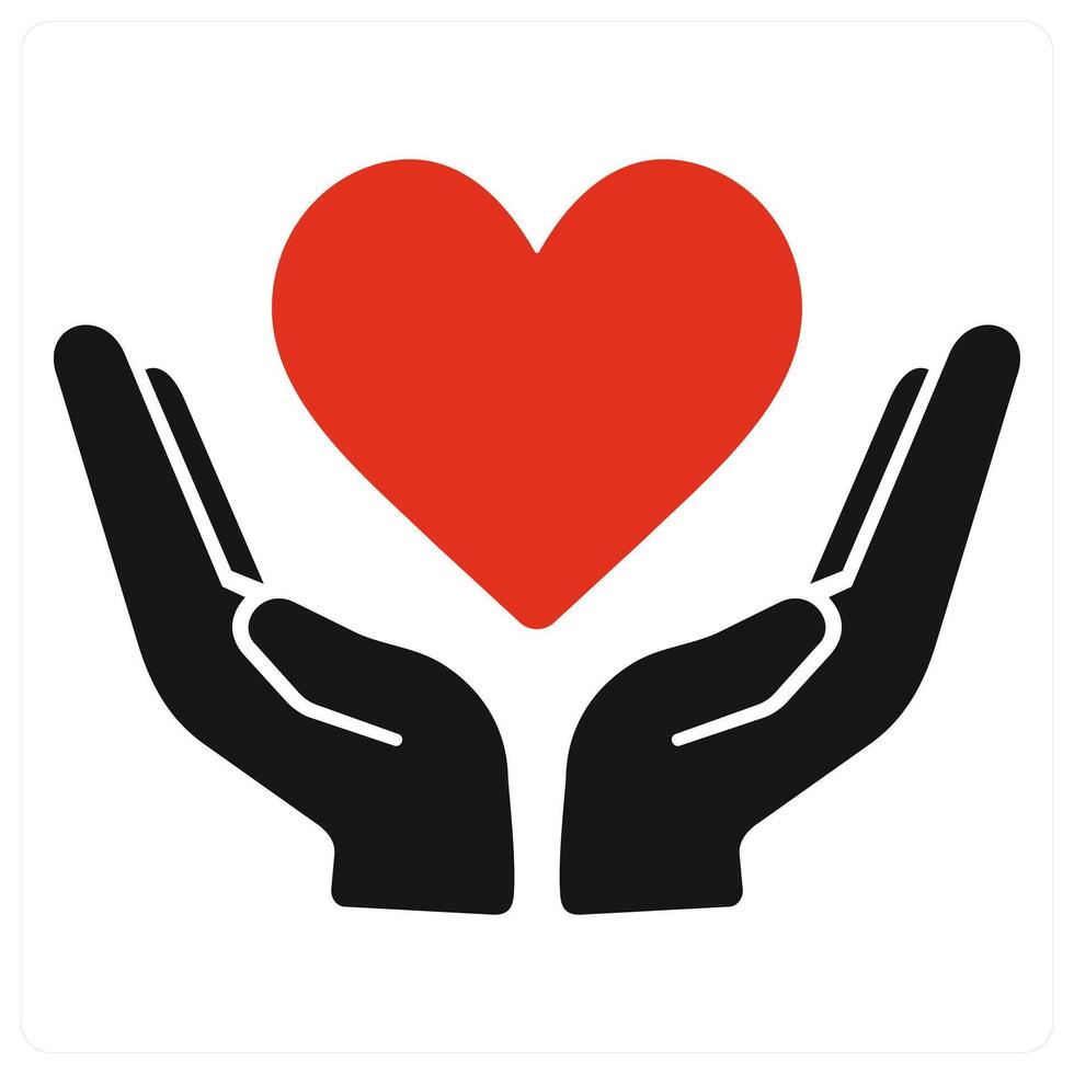 Support and help icon concept in red filled color vector