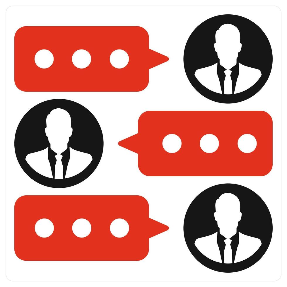 Group Chat and conversation icon concept in red filled color vector