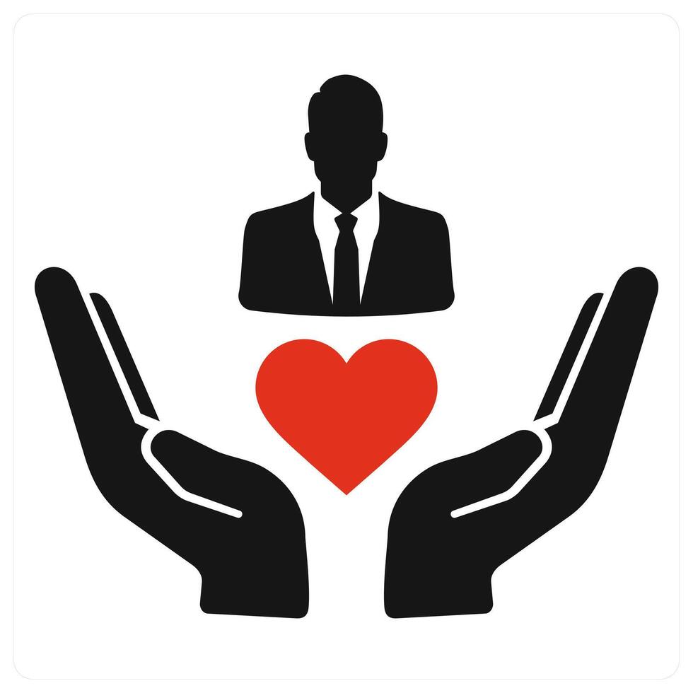 Caring and human icon concept in red filled color vector