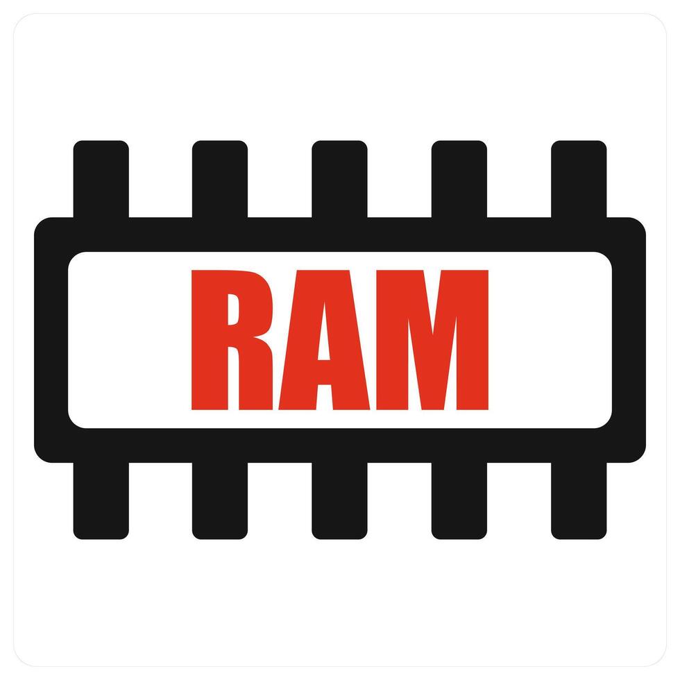 RAM and chip icon concept in red filled color vector