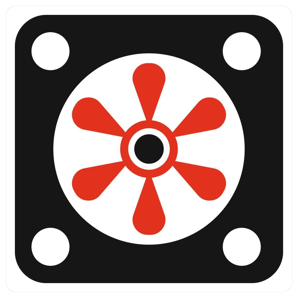 System Fan and system icon concept in red filled color vector