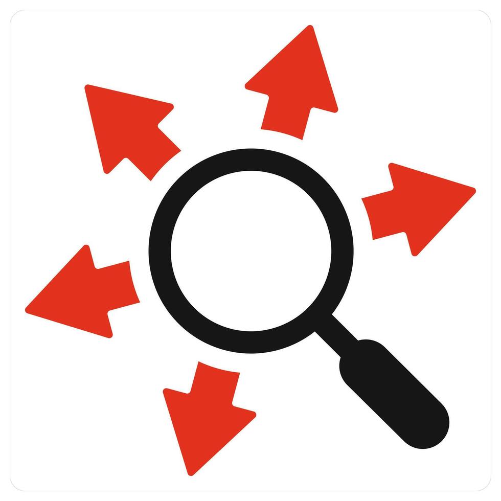Research and observation icon concept in red filled color vector