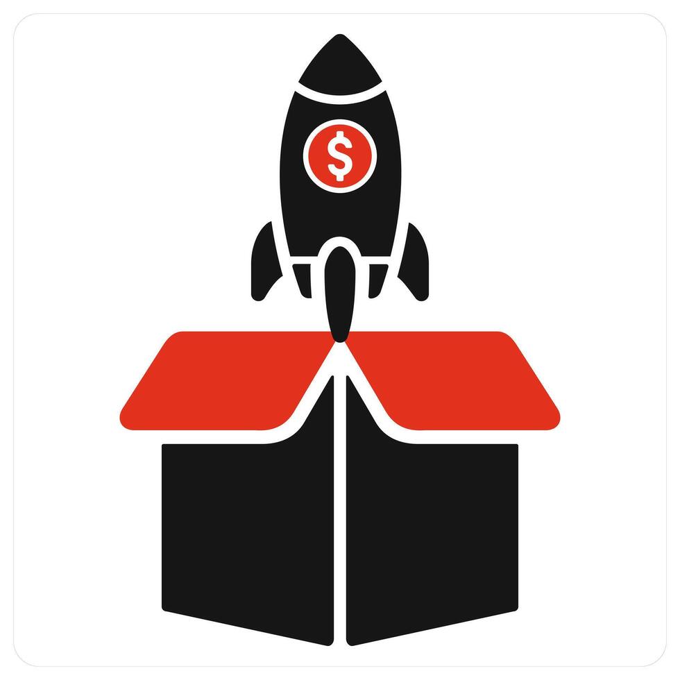 Launch and start up icon concept in red filled color vector
