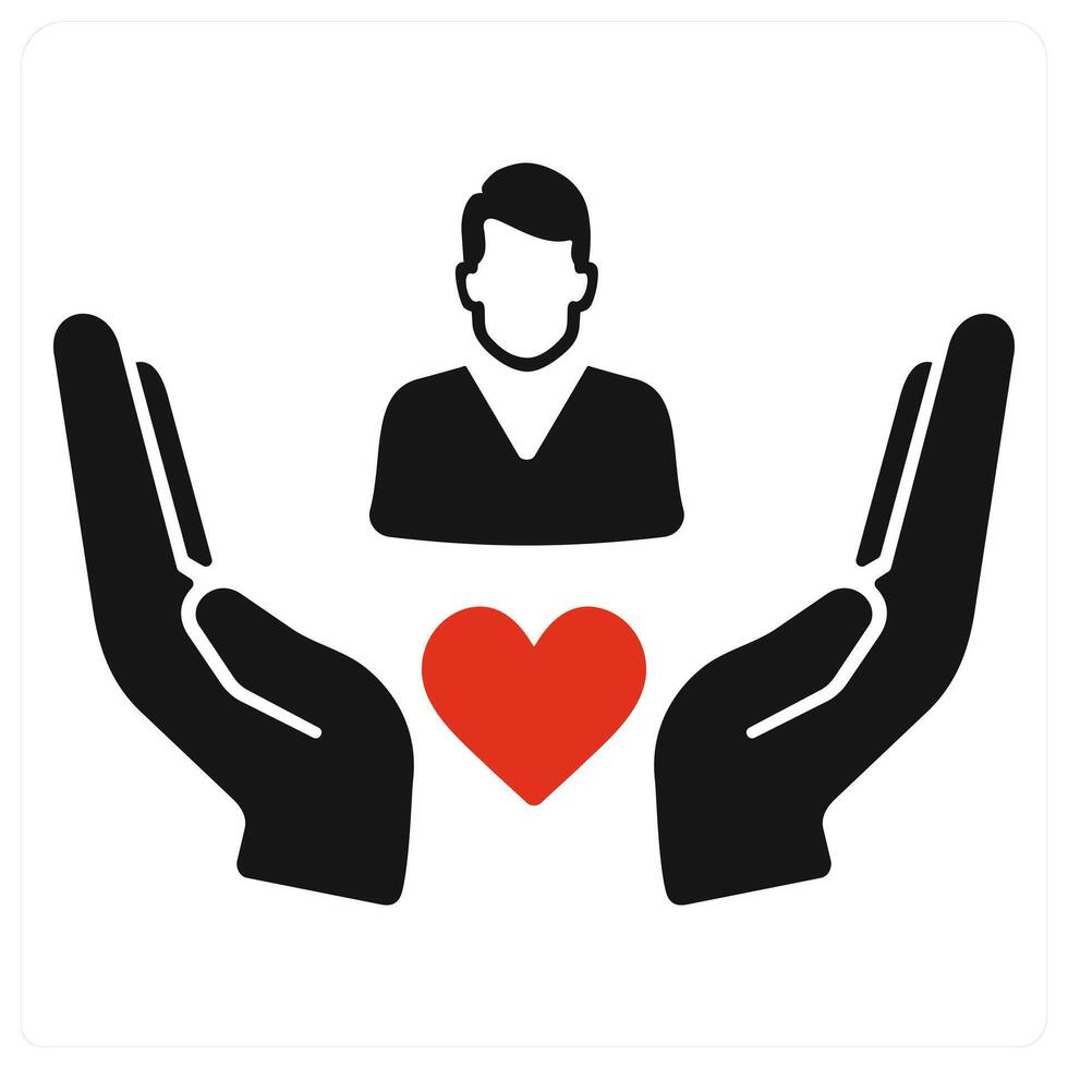 Caring and human care icon concept in red filled color vector