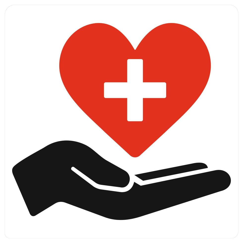 Medical Care and health care icon concept in red filled color vector