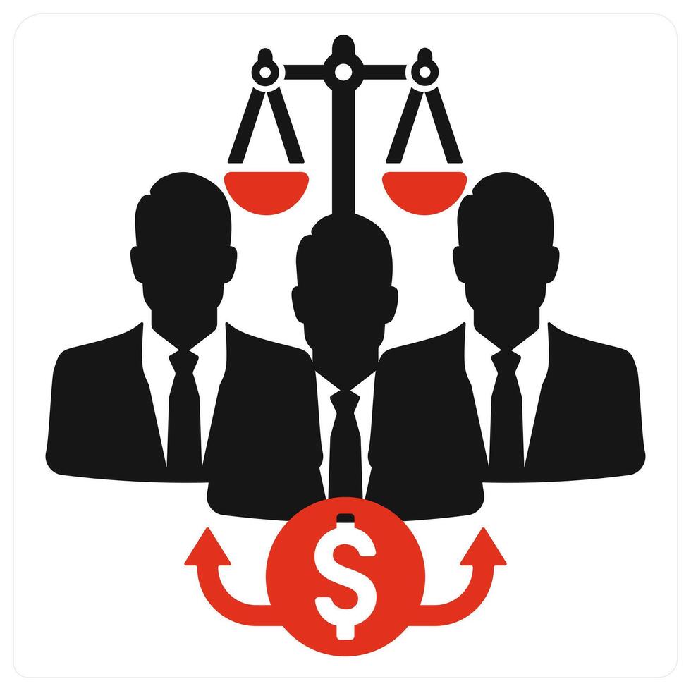 Fair Distribution and networking icon concept in red filled color vector