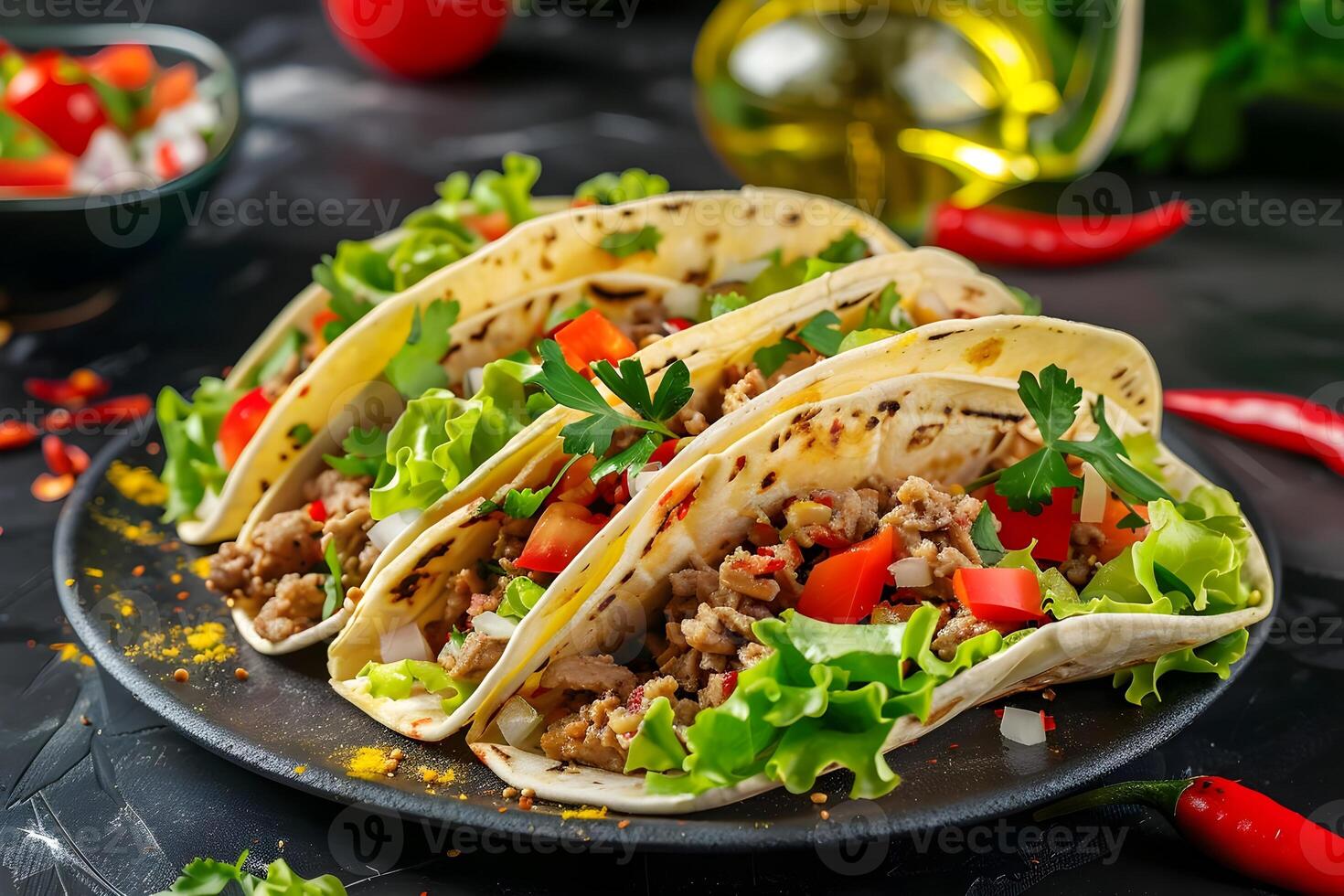 Delicious Ground Meat Tacos Recipe A Flavorful and Simple Guide to Making Tasty Tacos with Lettuce, Tomatoes, and Onions. Quick and Easy Taco Tuesday Dinner Idea. photo