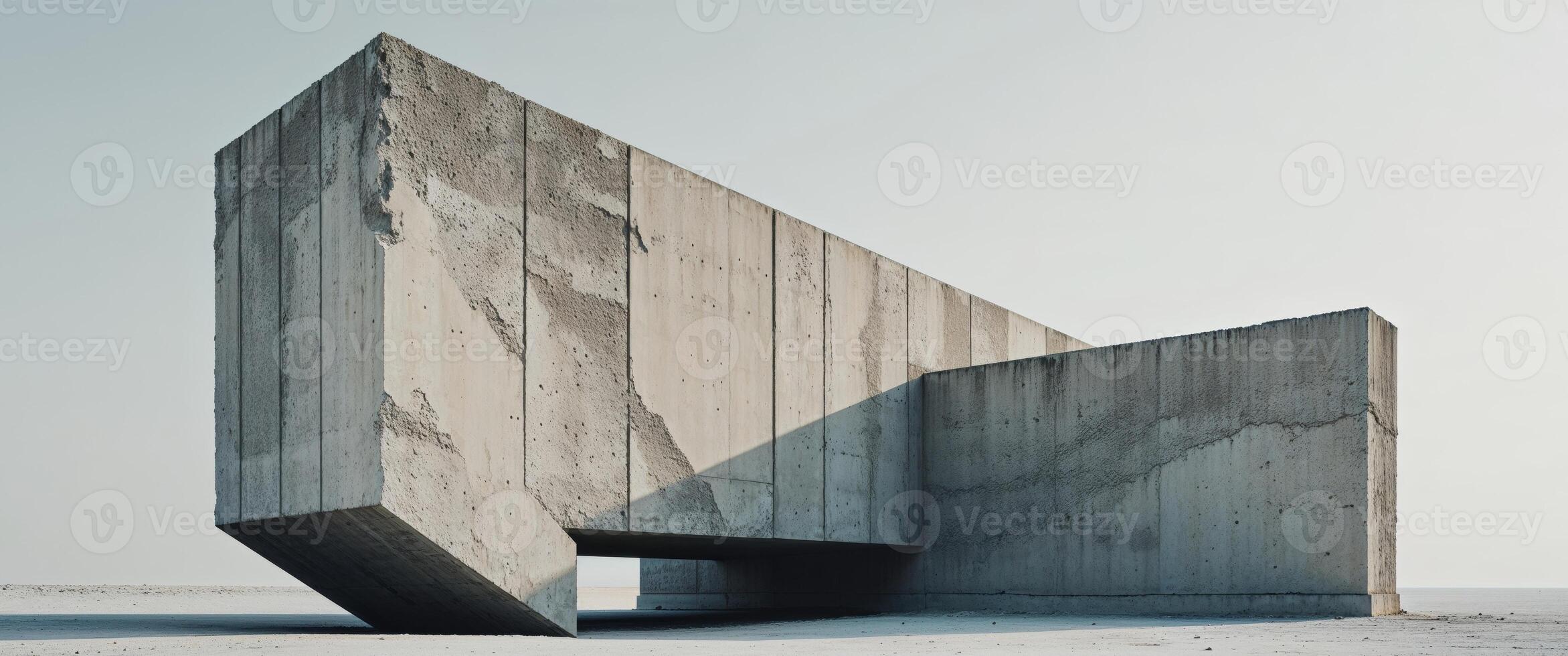 A concrete building in the middle of a desert photo