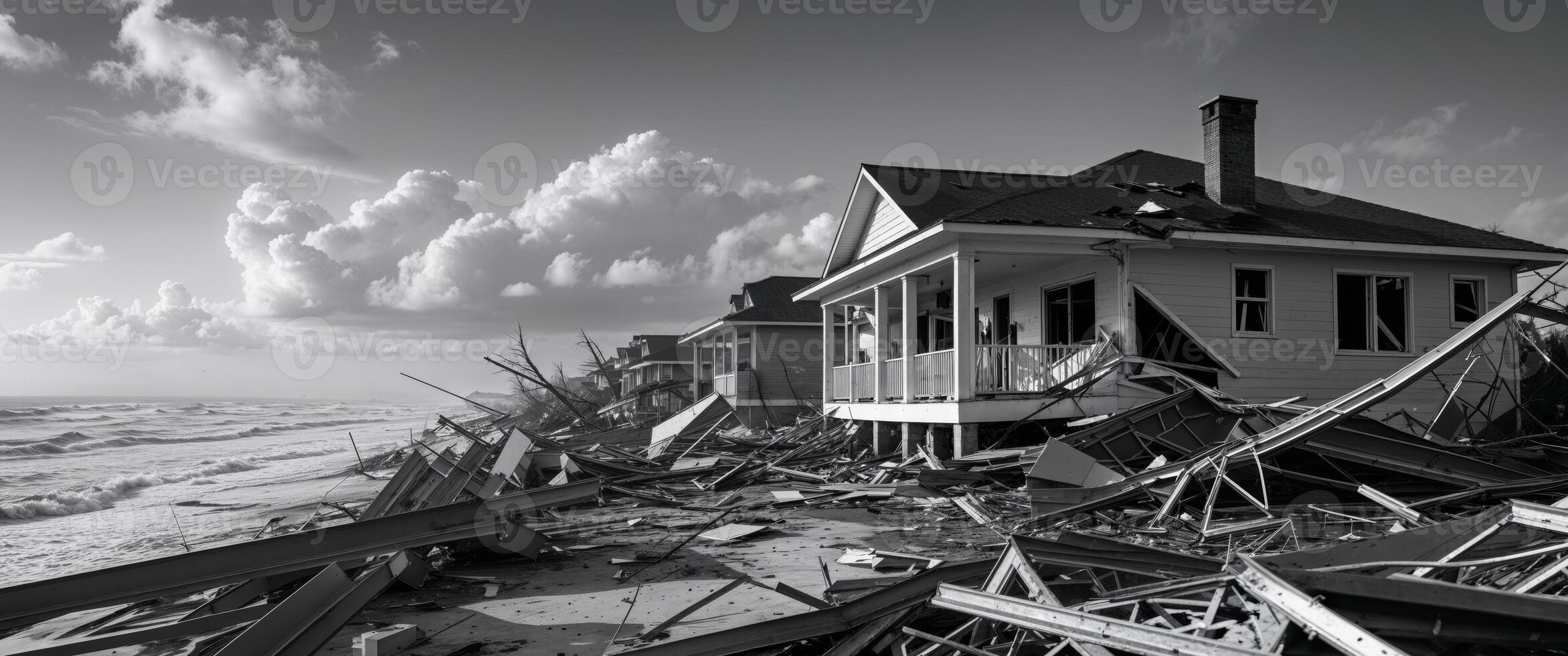 A residence devastated by the fierce Hurricane along the Coast. photo