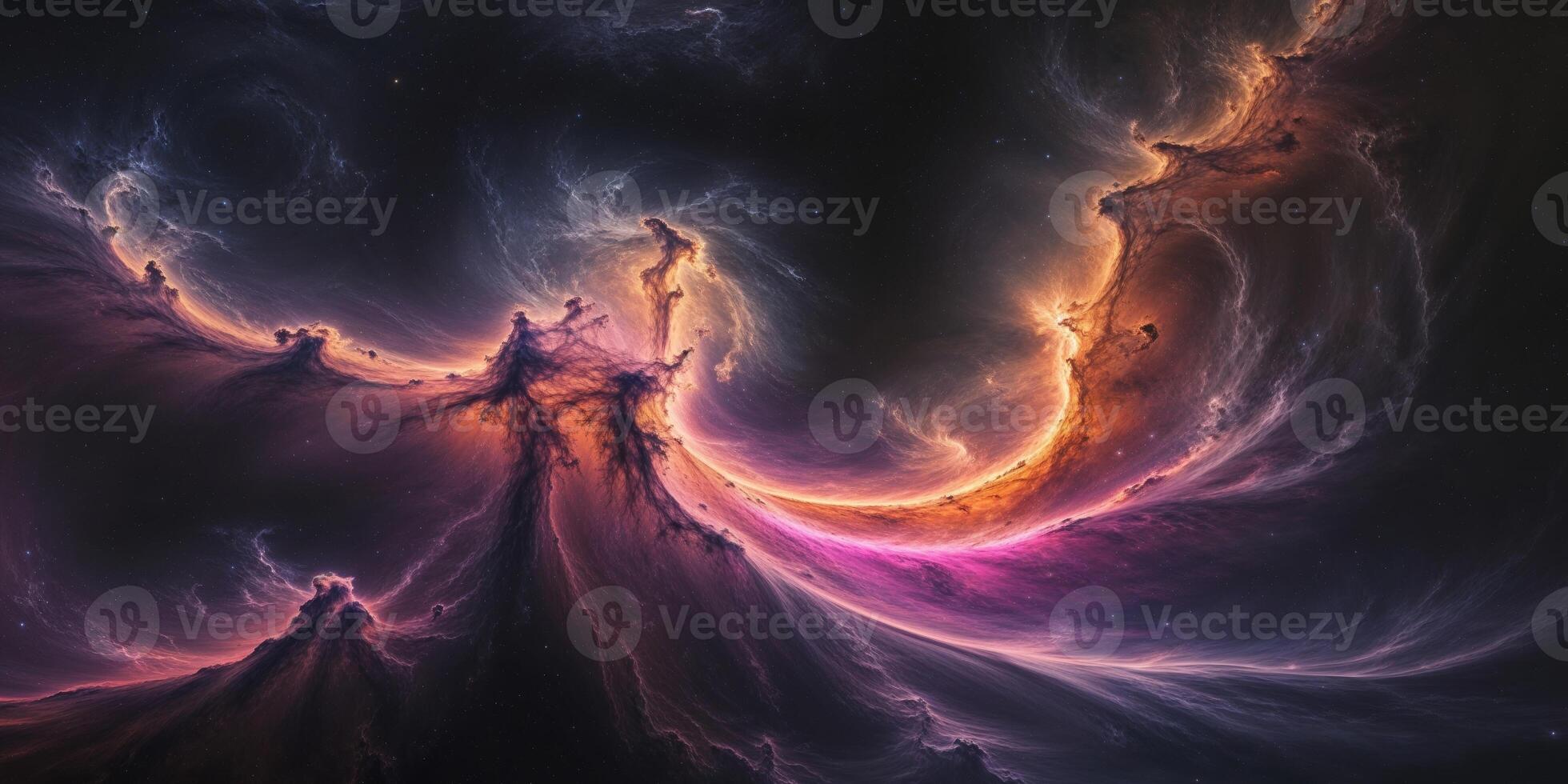 Cosmic swirl fiery nebula embraces dark void photo