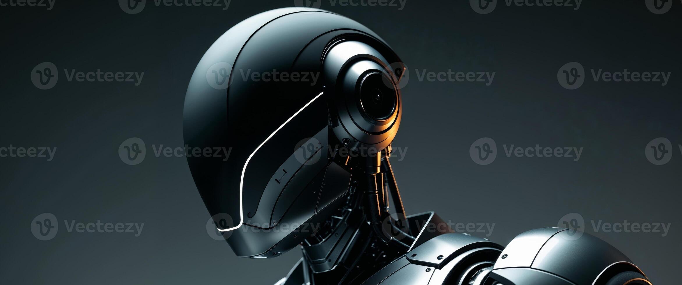 Futuristic Robot with Sleek Black Helmet Image photo