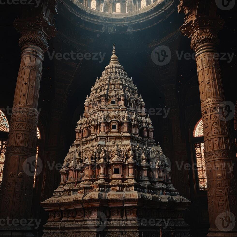 A large temple with a large tower inside photo