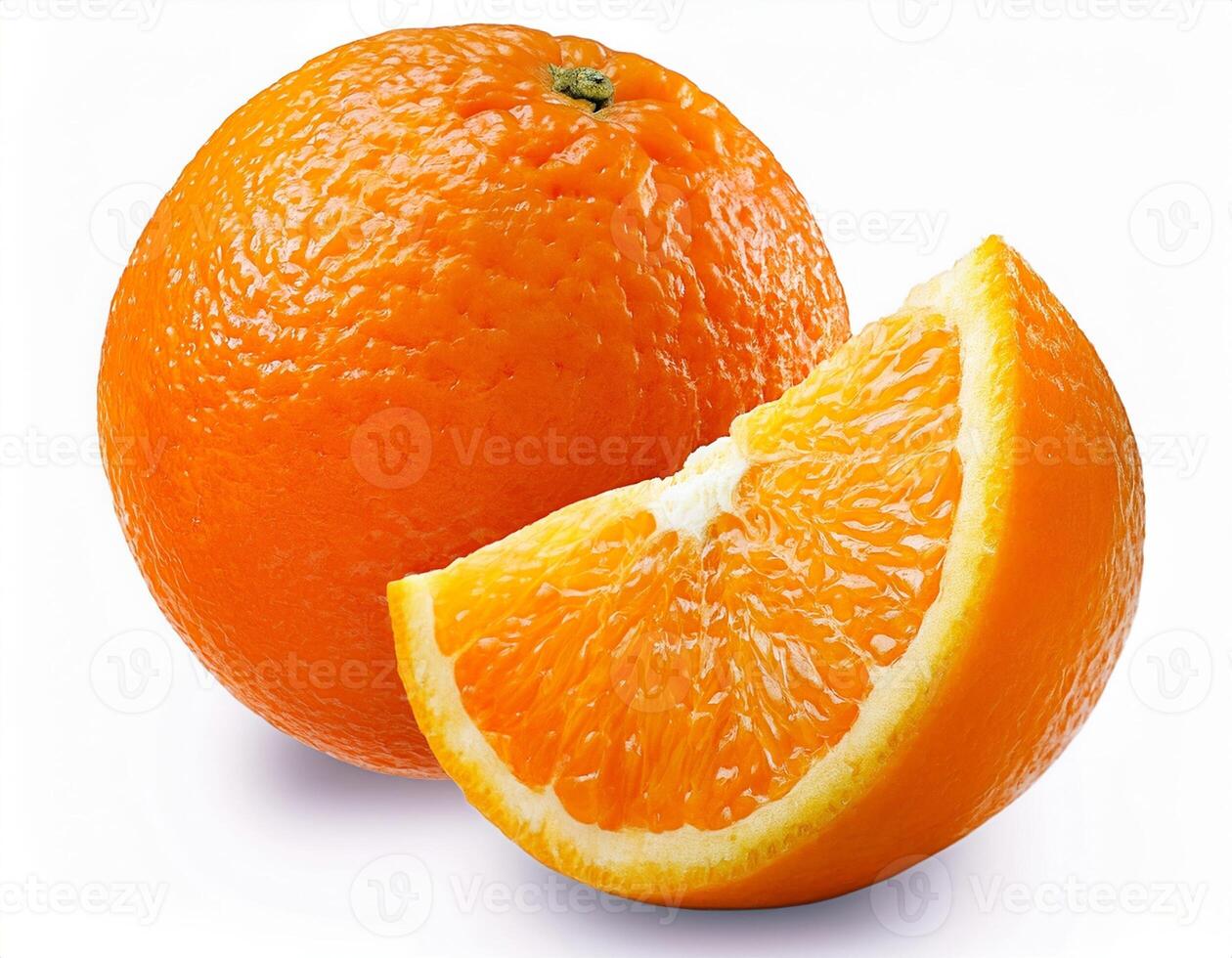 A whole orange and a juicy segment Fresh citrus fruit perfect for healthy eating and vibrant visuals photo